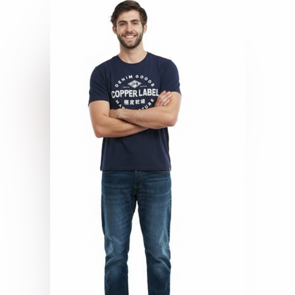 Superdry copper label blue s/s shirt w white writing